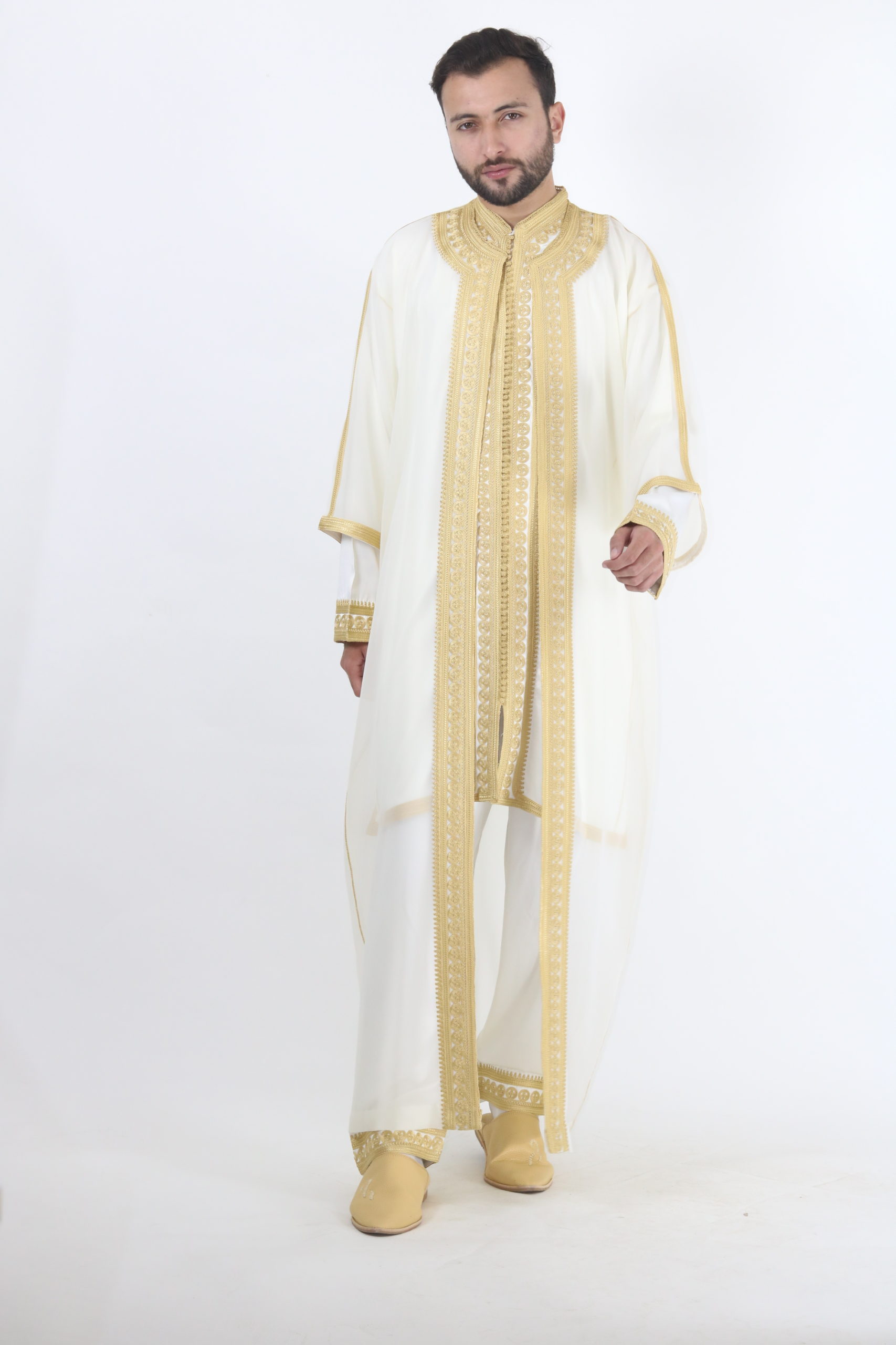 Jabador royal 3 pieces blanc doré Al Khayat